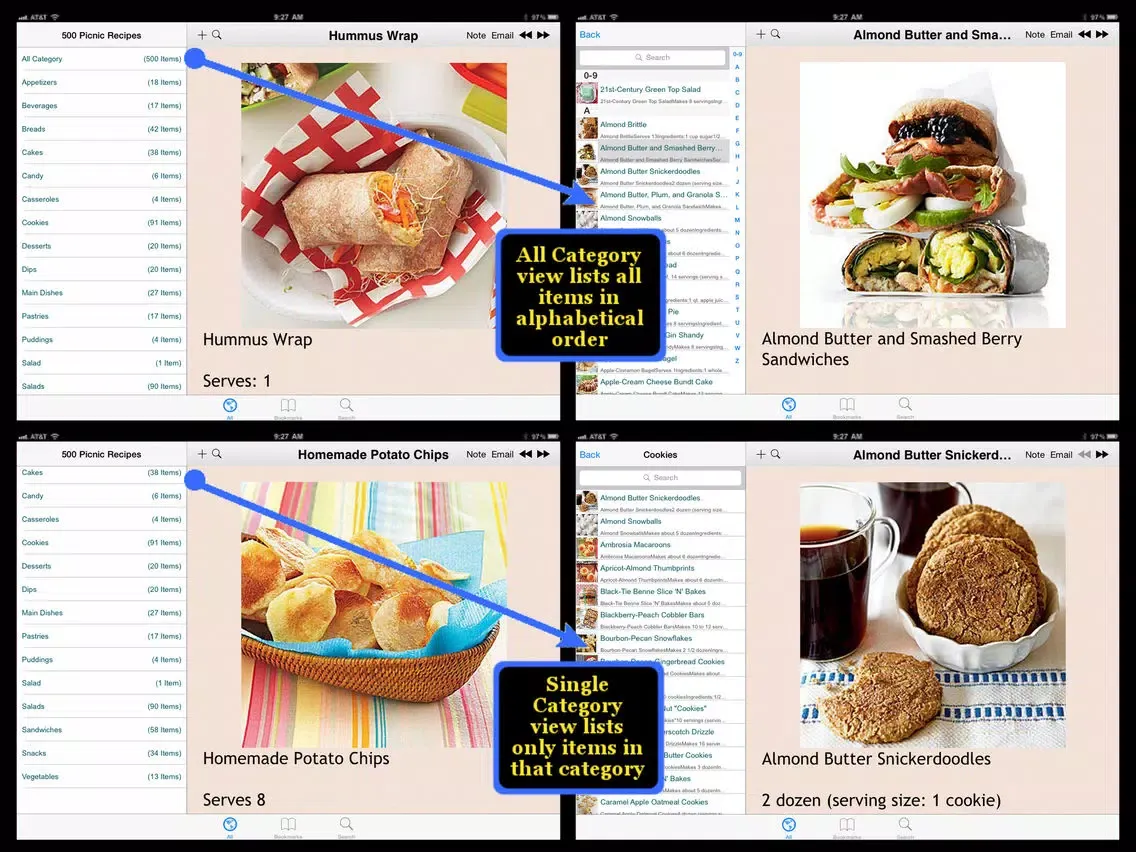 Capturas de tela do 500 Picnic Recipes iPad 