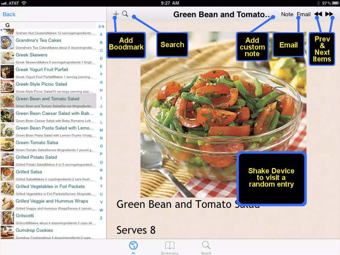 Capturas de tela do 500 Picnic Recipes iPad 