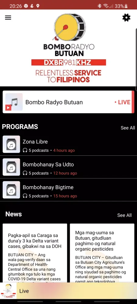 Capturas de pantalla de Bombo Radyo Philippines