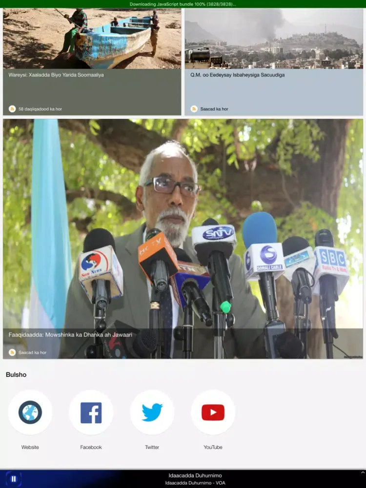 Capturas de tela do VOA Somali iPad 