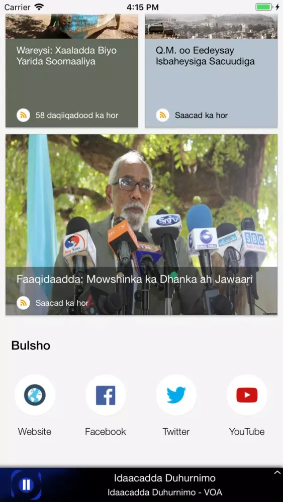 Capturas de tela do VOA Somali