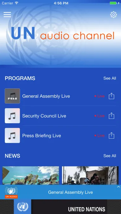 Captures d'écran de UN Audio Channels