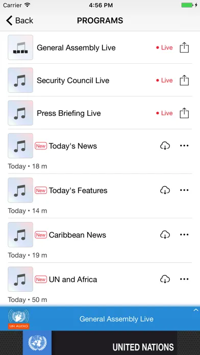 Captures d'écran de UN Audio Channels