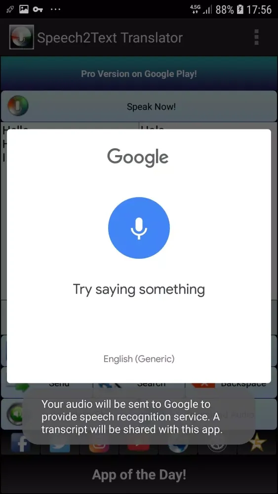 Tangkapan layar Speech to Text TTS Translator