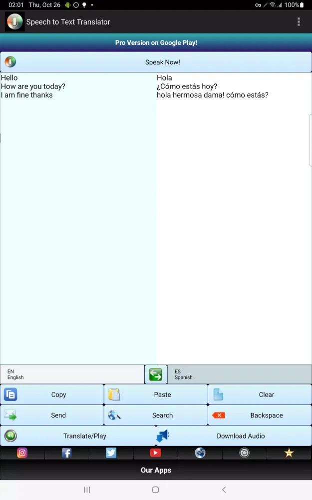 Tangkapan layar Speech to Text TTS Translator