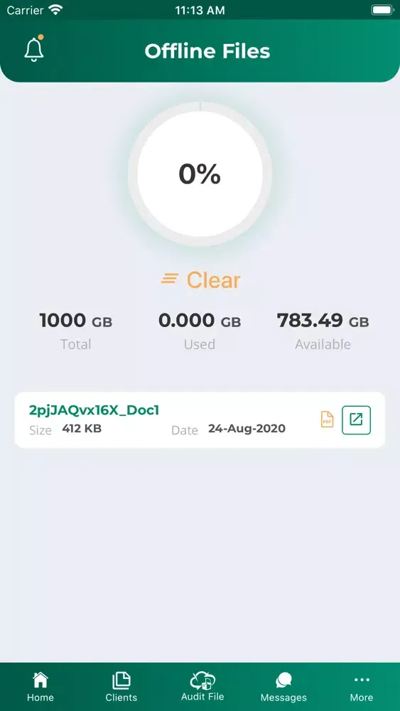 Tangkapan layar Audit File Box