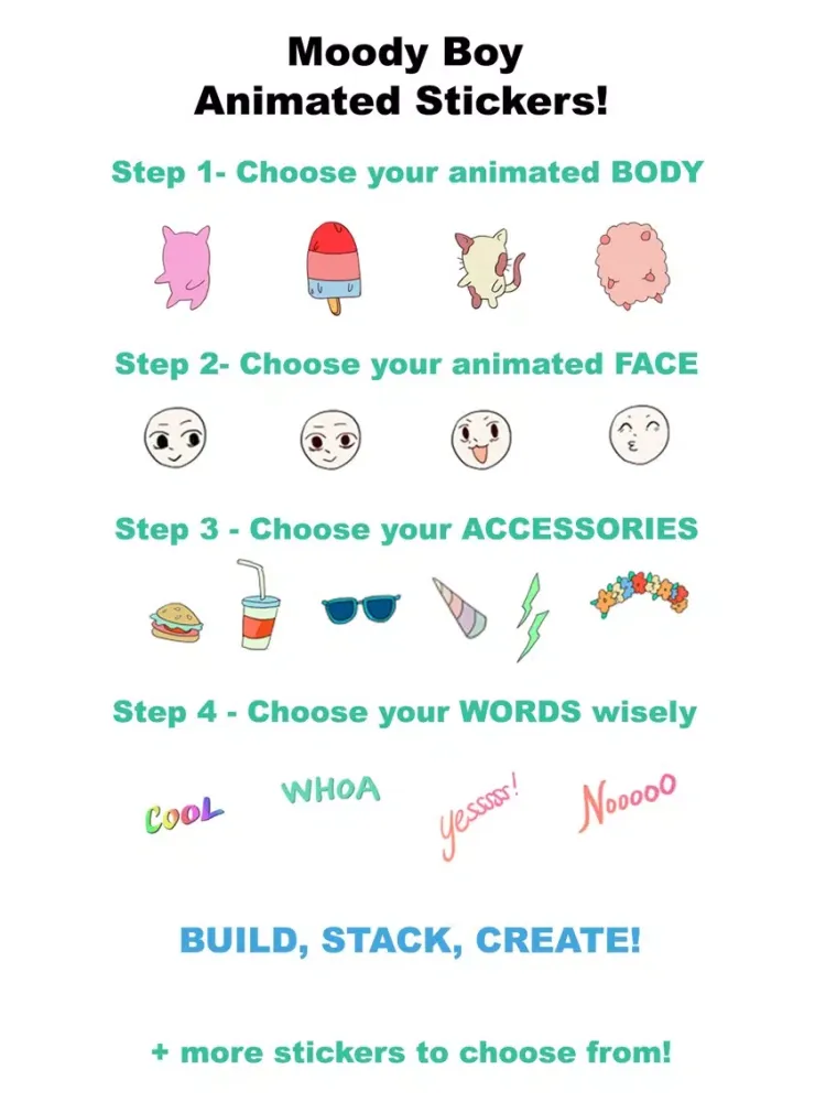 Moody Boy Animated Stickers - Build Stack Create ! iPad  Screenshots
