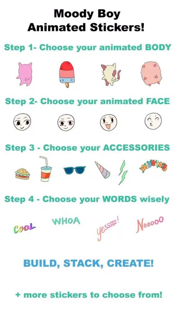 Moody Boy Animated Stickers - Build Stack Create ! Screenshots