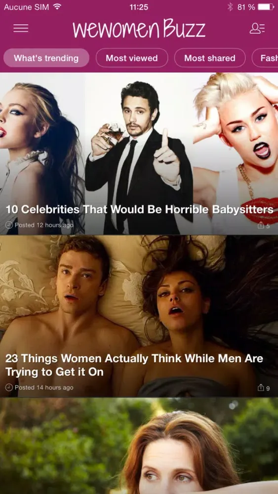 Tangkapan skrin wewomen Buzz