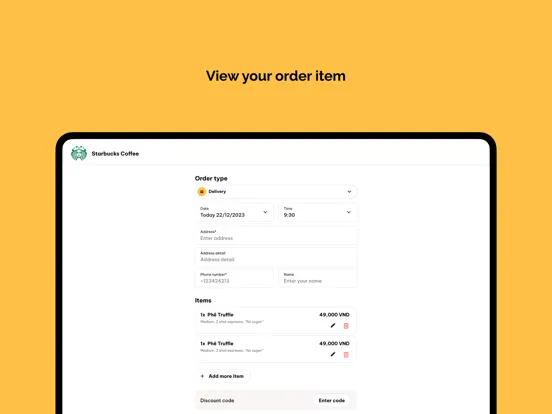 Ảnh chụp màn hình của AUM ORDER iPad 