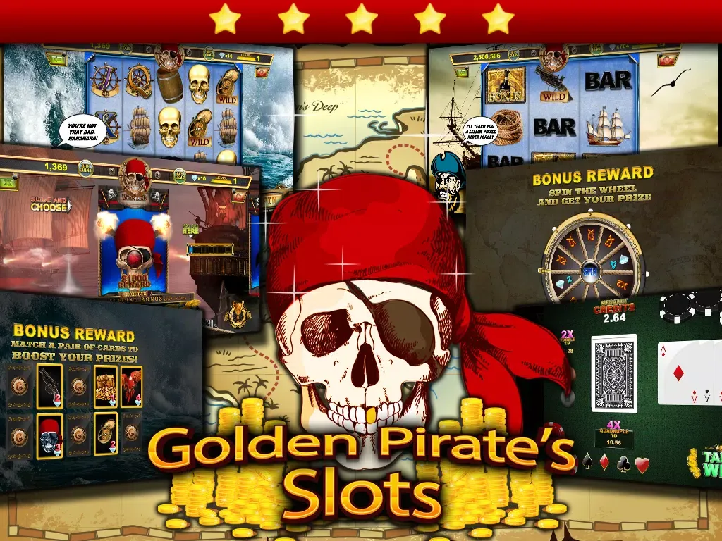 Golden Pirate's Legends Slots Machines FREE - Spin the pirate kings wheel to win the caribbean bay slots casino iPad  स्क्रीनशॉट