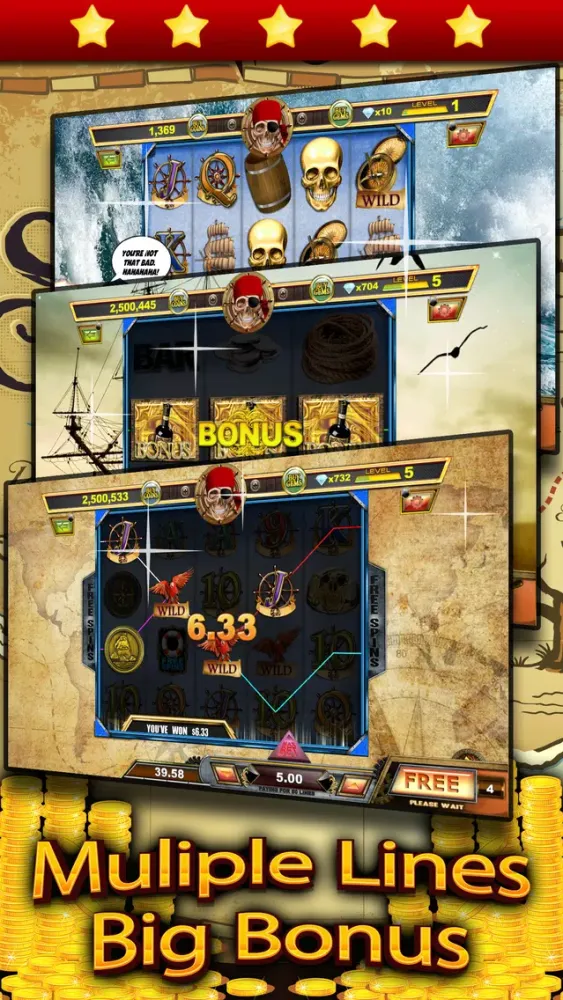 Golden Pirate's Legends Slots Machines FREE - Spin the pirate kings wheel to win the caribbean bay slots casino स्क्रीनशॉट