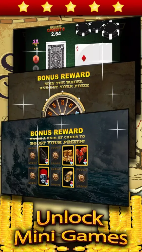 Golden Pirate's Legends Slots Machines FREE - Spin the pirate kings wheel to win the caribbean bay slots casino स्क्रीनशॉट