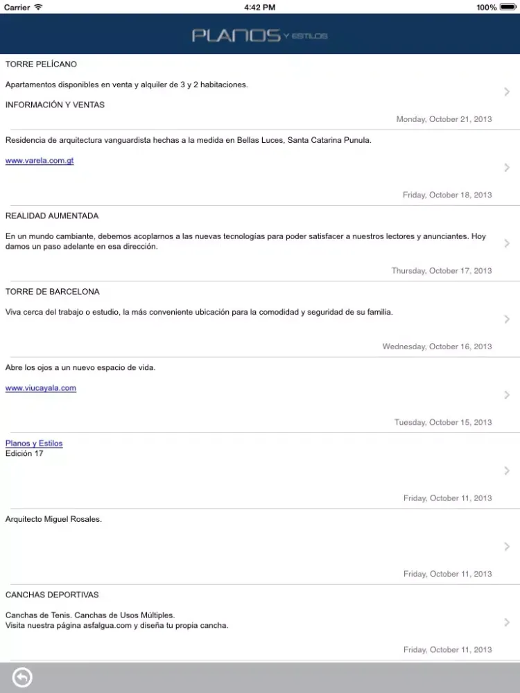 Скриншоты Planos y Estilos iPad 