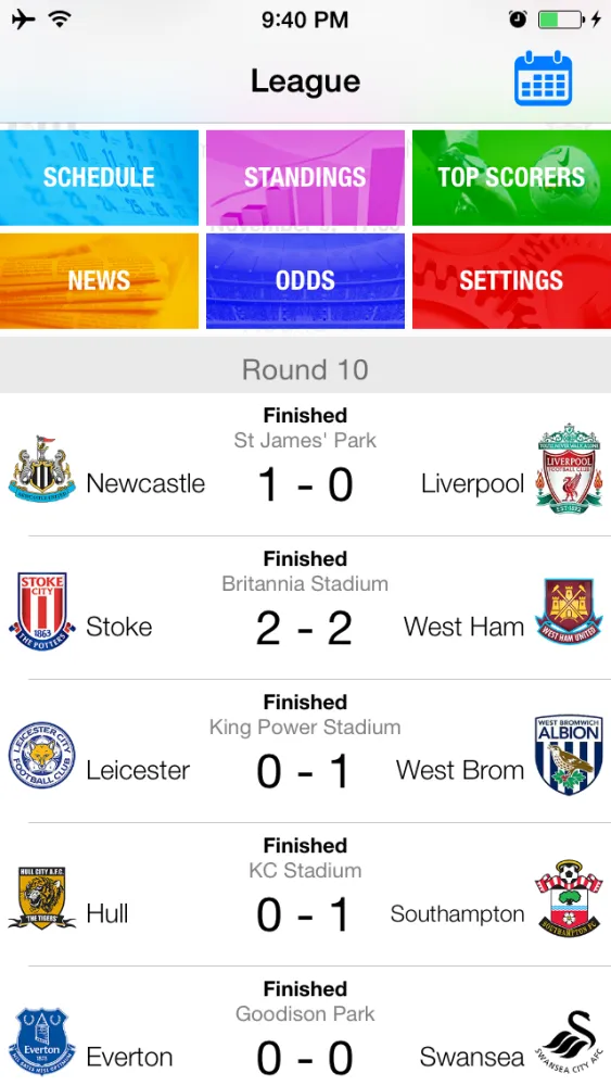 Capturas de pantalla de League 2014 2015 - Live Football Score, Fixtures and Results