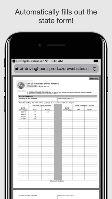 Ảnh chụp màn hình của Learner's Permit Log Tracker