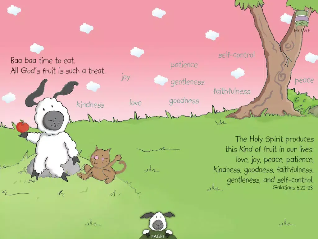 Fruits for Little Lamb: teach your children about strong values and God's love in this Christian book for kids by Leslie Ann Clark ("Lite" version by Auryn Apps) iPad  Screenshots