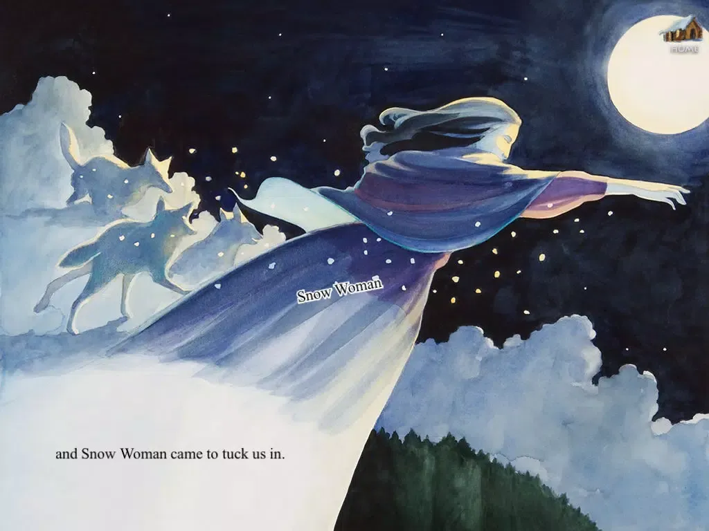 Capturas de tela do One Cold Night is a fanciful and interactive bedtime story book for kids which describes the onset of Winter, depicting the Mythical tale of Winter in the native American tradition, by Claire Ewart (iPad Lite Version, by Auryn Apps) iPad 