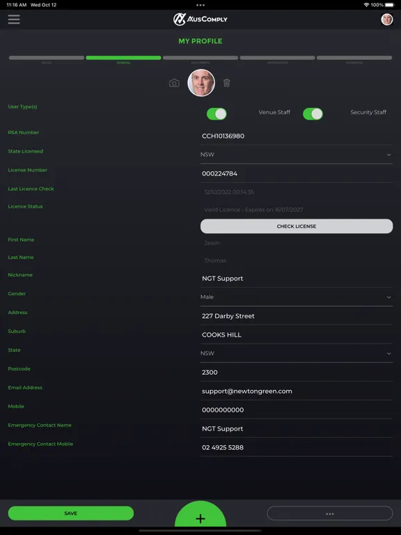 Tangkapan layar AusComply - Digital Compliance iPad