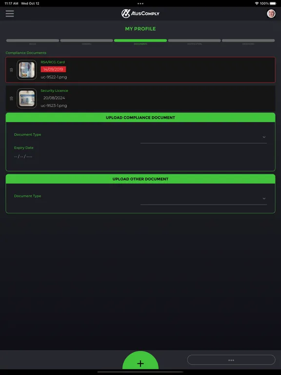 Tangkapan layar AusComply - Digital Compliance iPad