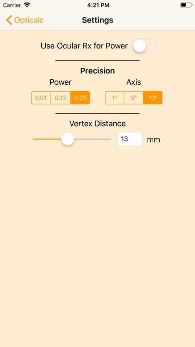 Opticalc Contact Lens Calc Screenshots