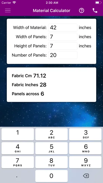 Скриншоты Quick Quilt Calculator