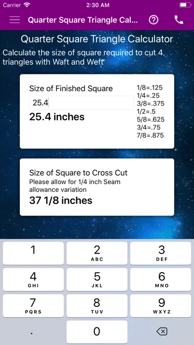 Скриншоты Quick Quilt Calculator