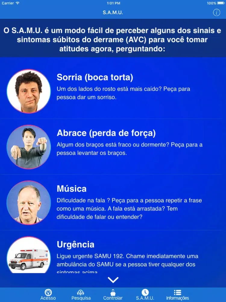 Capturas de tela do Riscometro de AVC iPad 