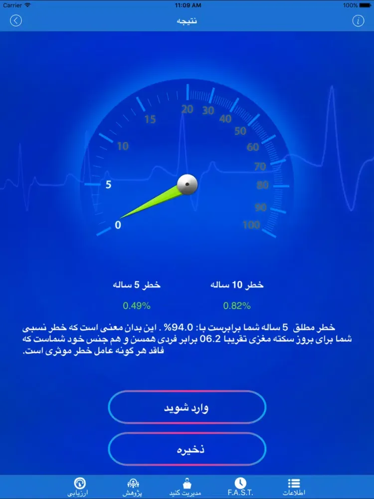 Stroke RiskoMeter Pro - Farsi iPad  سکرین شاٹس