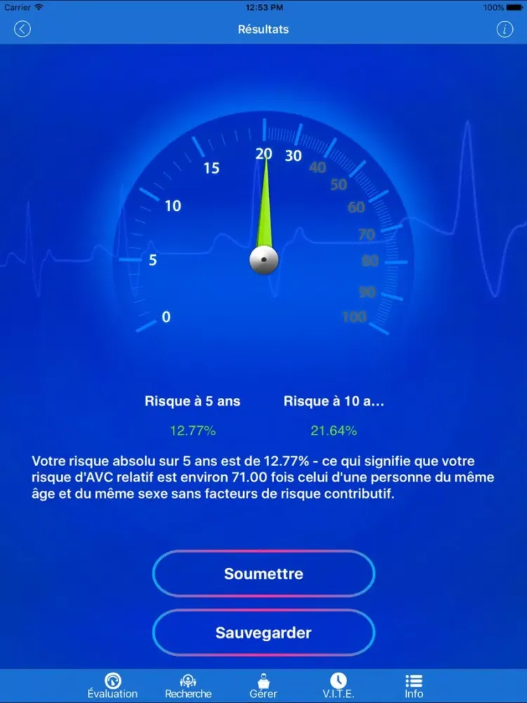 Capturas de pantalla de Riskomètre de l'AVC Pro iPad 