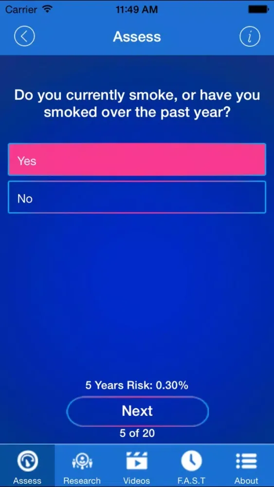 Screenshot di Stroke Riskometer