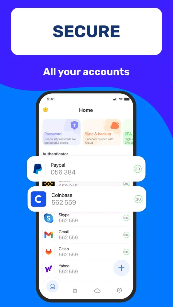 Tangkapan skrin Authenticator App