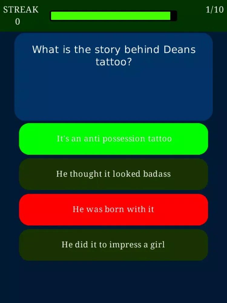 Tangkapan skrin Trivia for Supernatural - Fan quiz for the American fantasy horror TV series iPad 