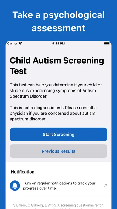 ภาพหน้าจอของ Autism Test (Child)