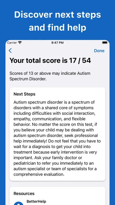 ภาพหน้าจอของ Autism Test (Child)