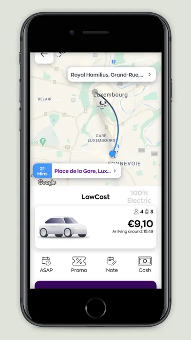 Tangkapan layar Hellotaxi App