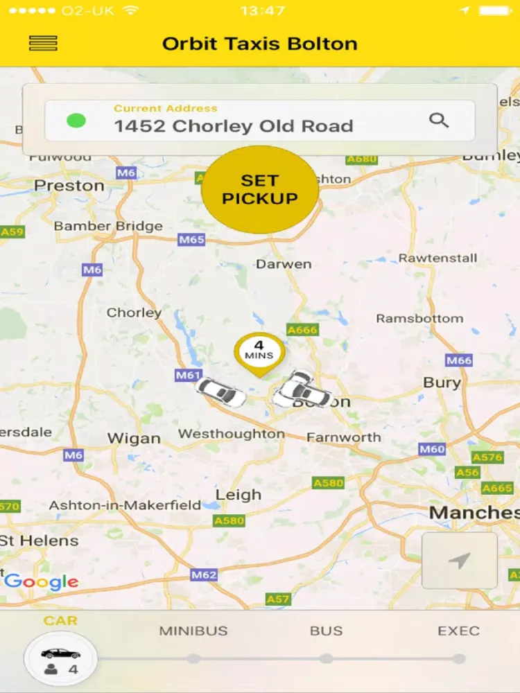 Ảnh chụp màn hình của Orbit Taxis Bolton iPad 