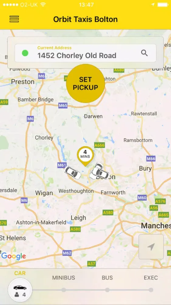 Ảnh chụp màn hình của Orbit Taxis Bolton