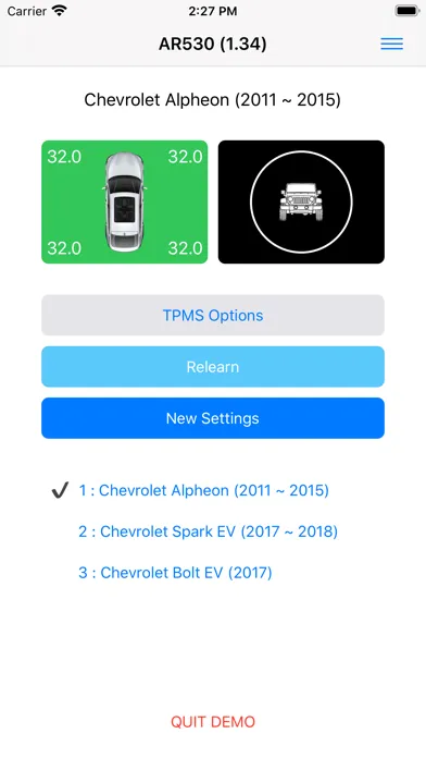 Tangkapan layar AutoCloud TPMS