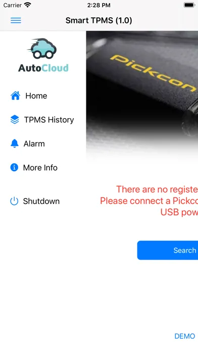 Tangkapan layar AutoCloud TPMS