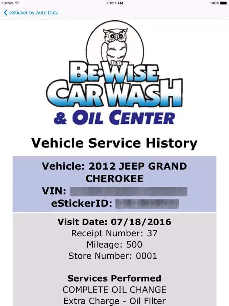 Ảnh chụp màn hình của Be Wise Car Wash & Oil Center iPad 
