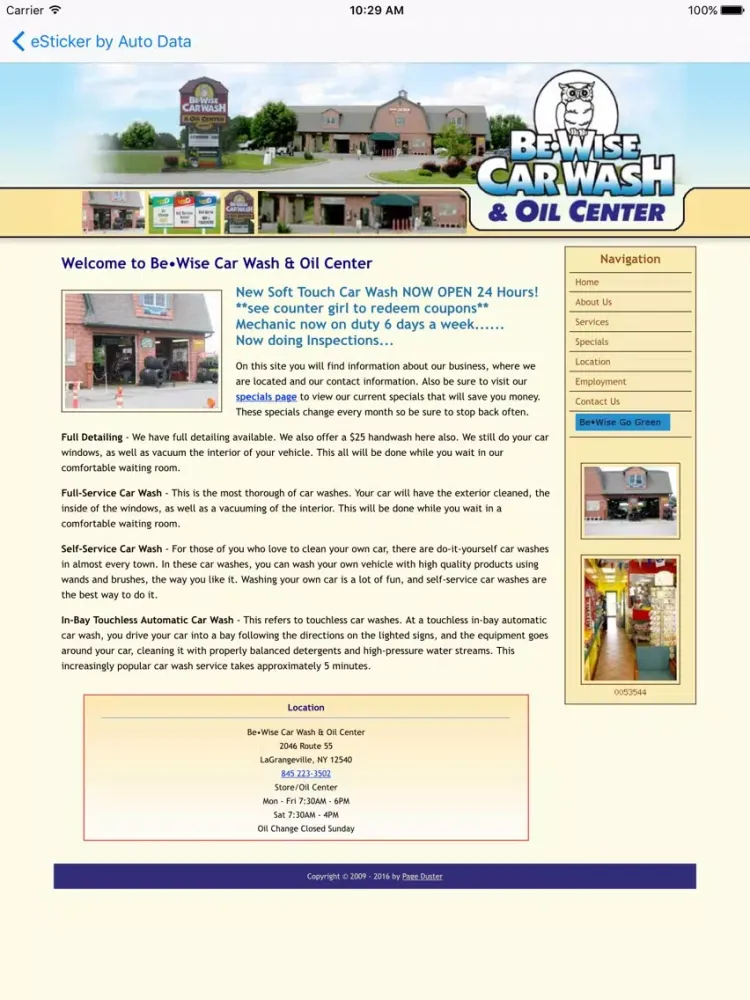 Ảnh chụp màn hình của Be Wise Car Wash & Oil Center iPad 