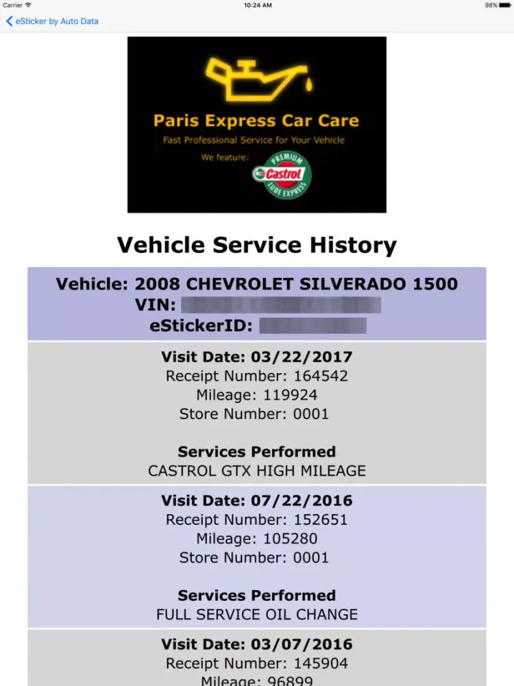Paris Express Car Care iPad 應用截圖