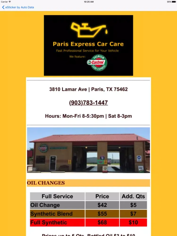 Paris Express Car Care iPad 應用截圖