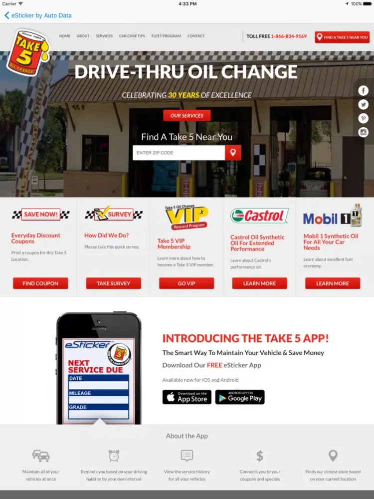 Take 5 Oil Change iPad  スクリーンショット