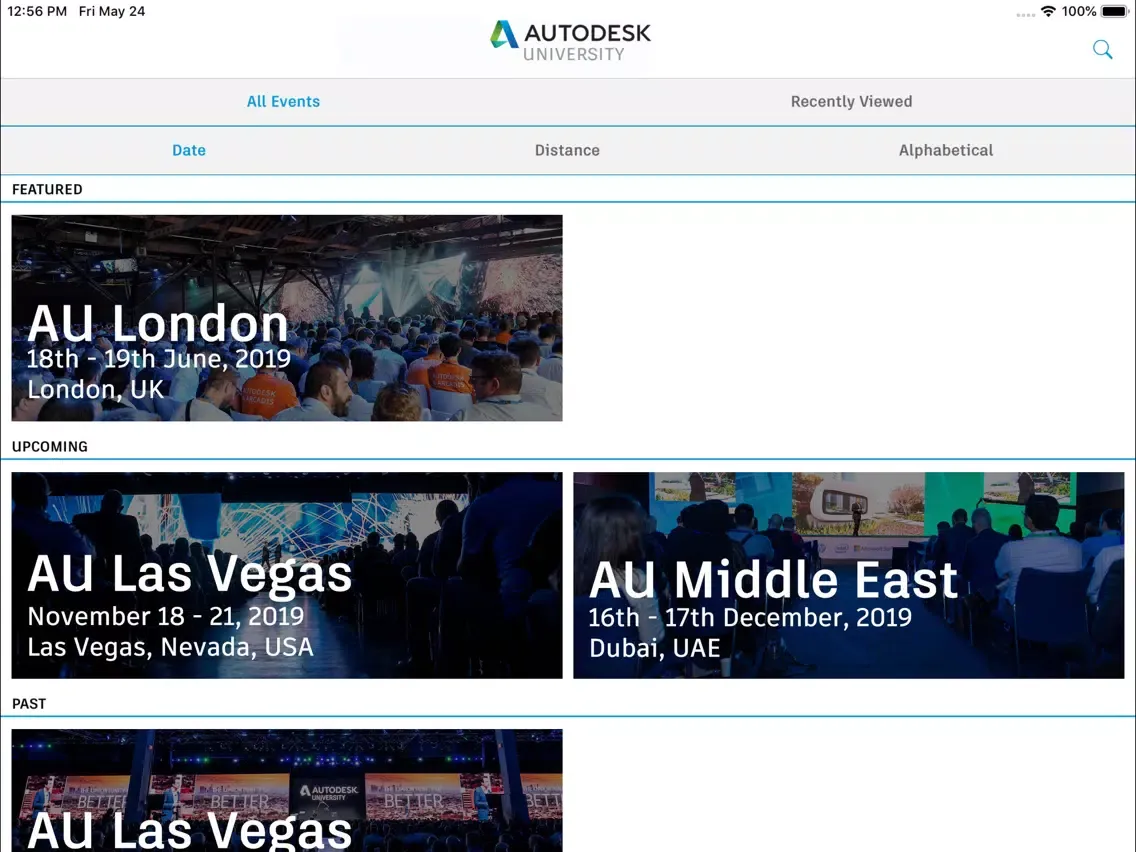 Tangkapan layar Autodesk University iPad 