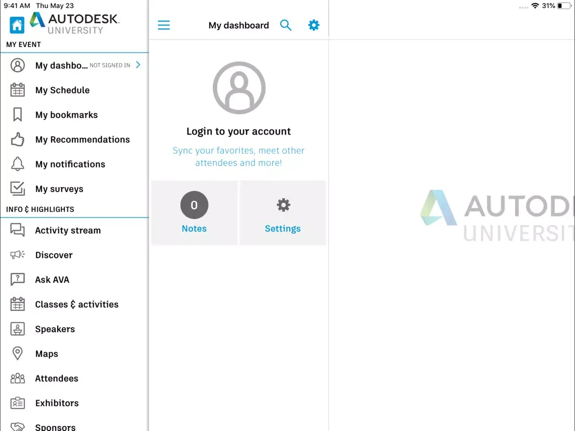 Tangkapan layar Autodesk University iPad 
