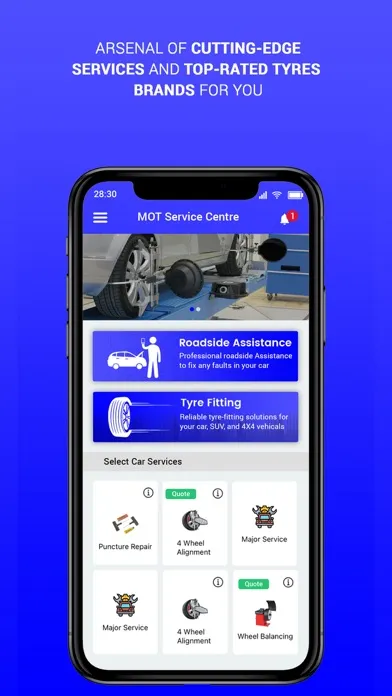 Capturas de tela do MOT Service Centre