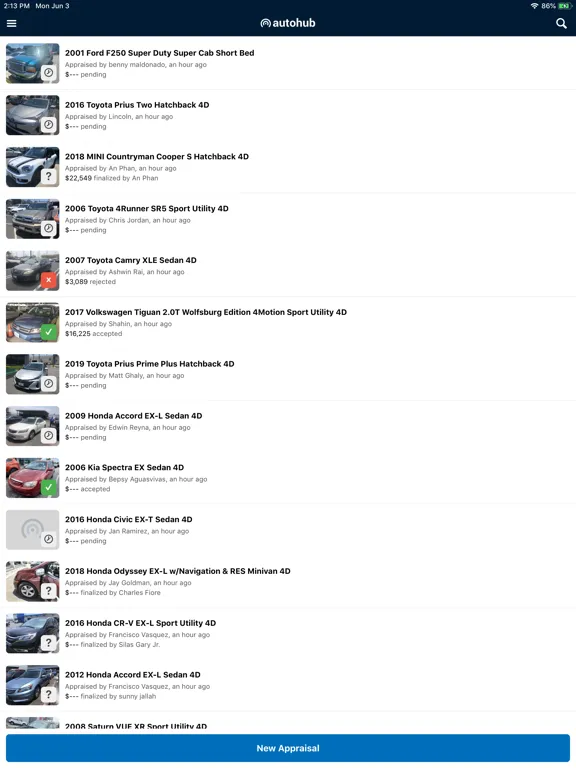 Скриншоты AutoHub Appraisal iPad 