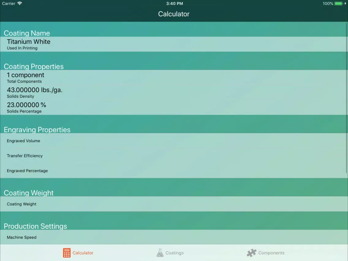 Zrzuty ekranu Coating Weight Calculator iPad 